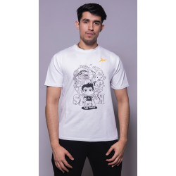 Anxsus Cartoon Smash Badminton Cotton Tshirt (Cream) Anxsus Cartoon Smash Badminton Cotton Tshirt (Cream)