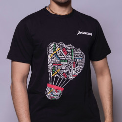 Anxsus Shuttle Badminton Cotton Tshirt (Black) Anxsus Shuttle Badminton Cotton Tshirt (Black)