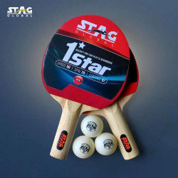 Stag 1 Star Table Tennis Racquet Pair With TT Balls Stag 1 Star Table Tennis Racquet Pair With TT Balls
